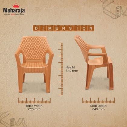 MAHARAJA Plastic Chair Set, Chair for Living Room, Home, Plastic Chair for Home with Arm Rest/Modern Stylish Design with Glossy & Matte Finish Bearing Capacity 200Kg.