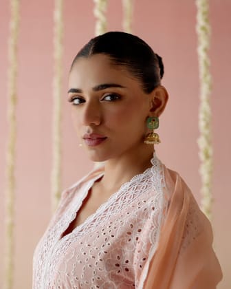 Peach Pearl Dupaatta-One Size / Peach