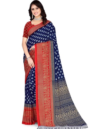 LEELAVATI Georgette Embroidered Saree With Unstitched Blouse Piece ( Multicolor )
