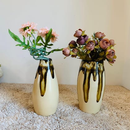Artistic Ceramic Vases-Abstract Beige / Ceramic / Set of 2