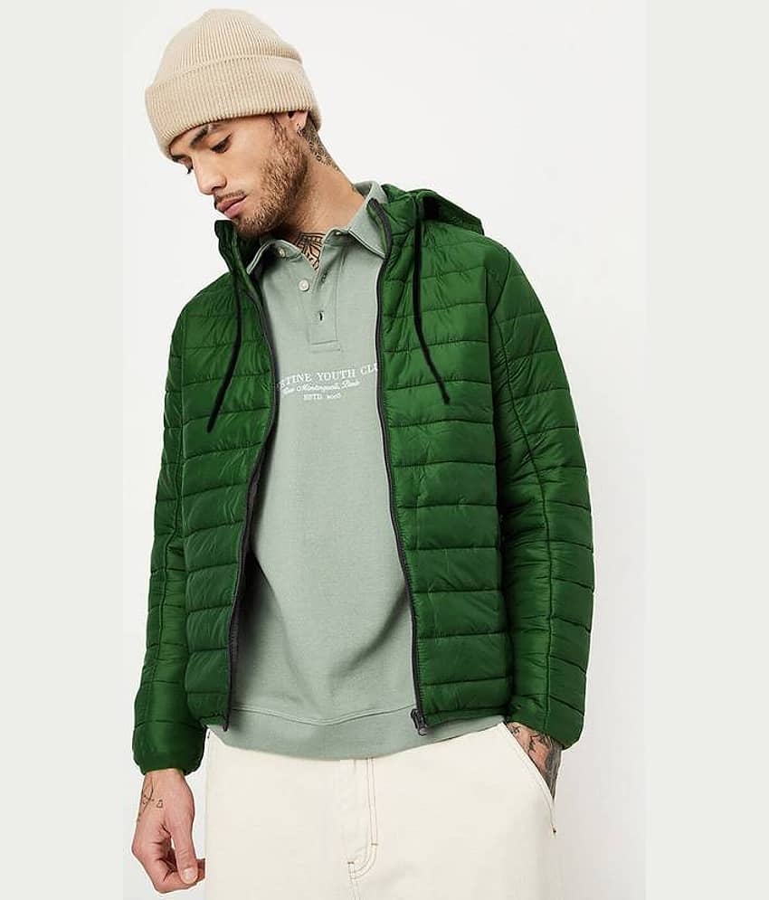 Gjshop Polyester Men's Puffer Jacket - Green ( Pack of 1 )