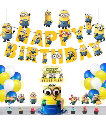 Unicron Theme Birthday Banner + 1 pc. Cake Topper+ 6 Pc. Cutout+ 6 Pc. Cupcake Topper+ 30 Metallic Balloon (Pastal Multicolor) Birthday Decorations Kit, Birthday Decoration items, Birthday Balloon Decoration Combo For Boys, Girls, Kids.