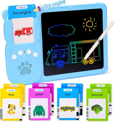 2-in-1 Talking Flash Cards with LCD Drawing Boards for Kids