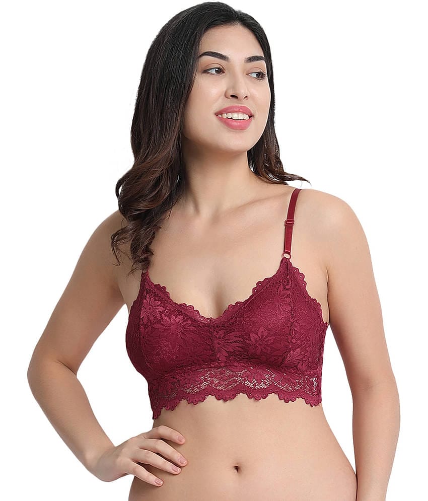 3Mads Lace Heavily Padded Women's Bralette Bra ( Maroon ) GBra006_LBW_A1