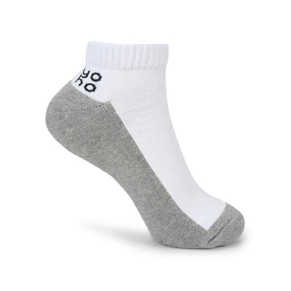 Dual Contrast Solid Low Cut Socks-White