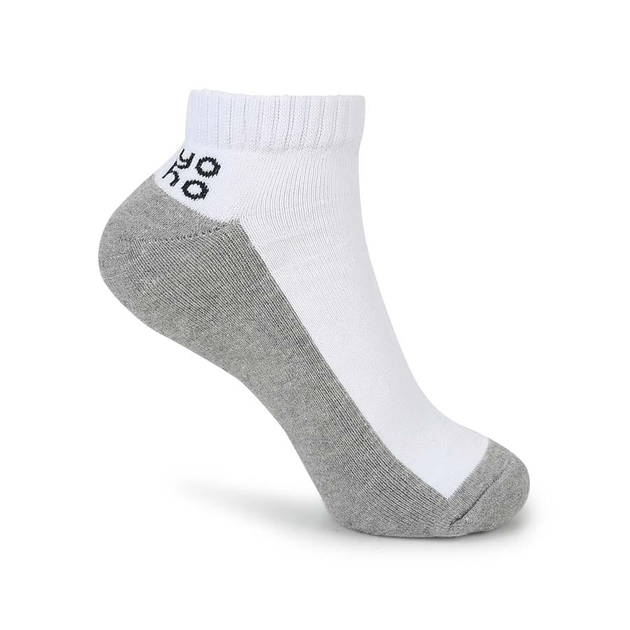 Dual Contrast Solid Low Cut Socks-White