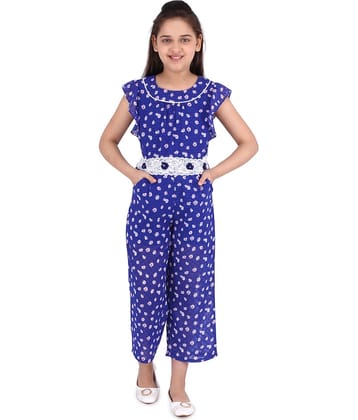 Cutecumber Girls Georgette Jumpsuit ( Pack of 1 , Blue )
