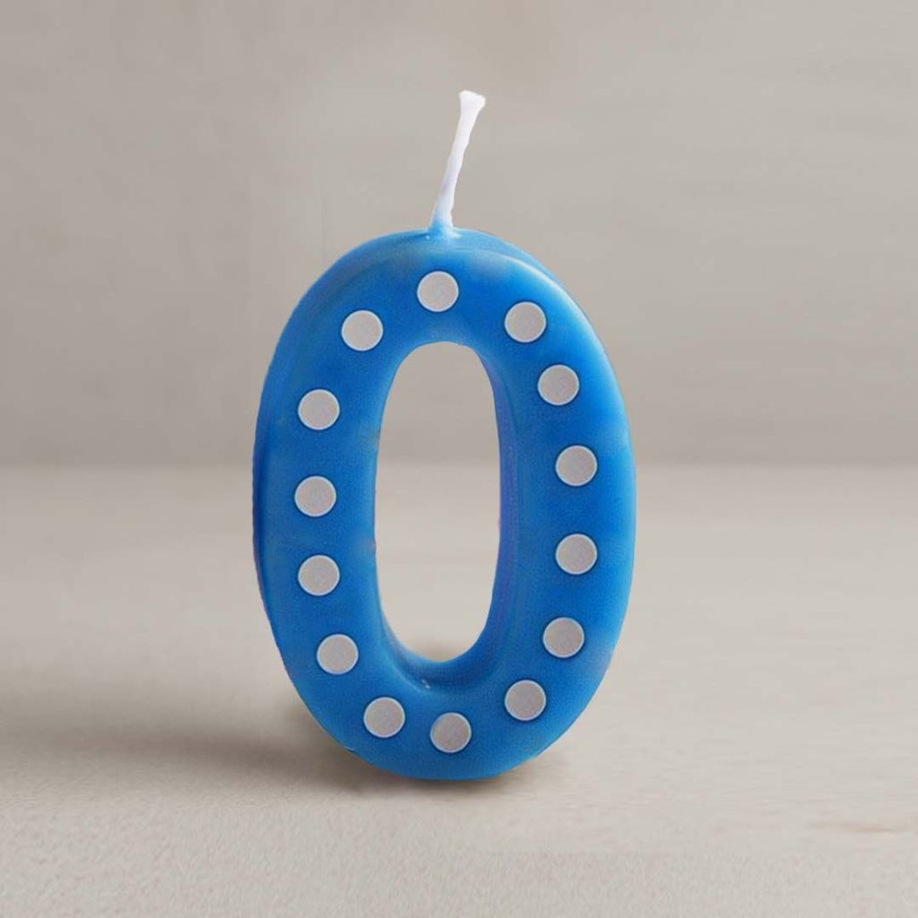 Blue Polka Dot Number 0 Candle - 1PC - Party and Festive Needs | Buy online on ZillyBuy