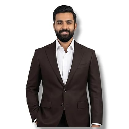 Men's Dark Brown Two-Button Formal Blazer, Smart Casual Style