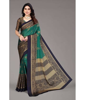 FABMORA Chiffon Printed Saree With Unstitched Blouse Piece ( Rama )