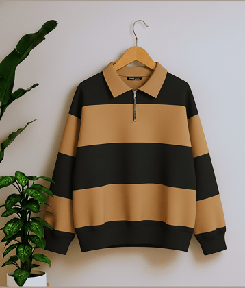 Try This Men Cotton Blend Regular Fit Colorblock Polo T Shirt ( Green )