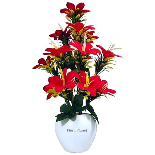 Artificial Flowers Pot with Vase, Lifelike Multicolor Blooms, Low-Maintenance Plastic, Versatile Indoor Decor,