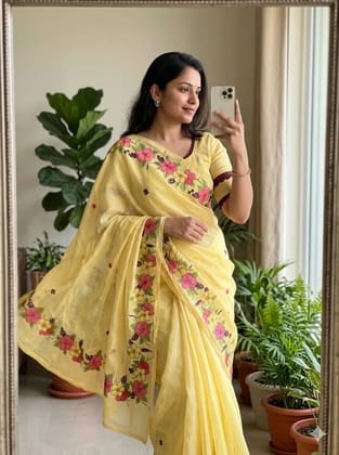 New ArrivalsFabric :- Premium kota with floral embroidery Work in full saree with crosio lace border  blouse