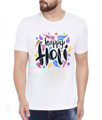 PrintMall Polyester Regular Fit Printed Half Sleeves Men's Round T-Shirt - White ( Pack of 1 )