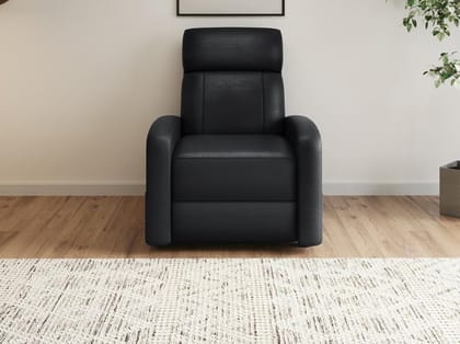 Snug Manual 1-Seater Synthetic Leather Recliner Sofa (1-Year Warranty, Black)