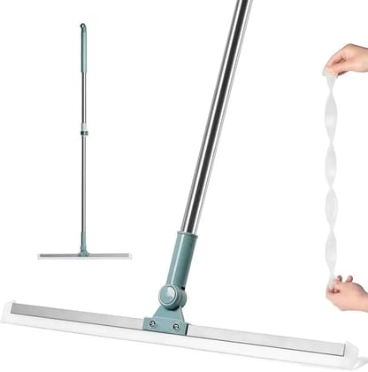 Floor Squeegee with Long Handle, 50 inch Width, 110 cm Length, Silicone Broom for Tile Floor Cleaning
