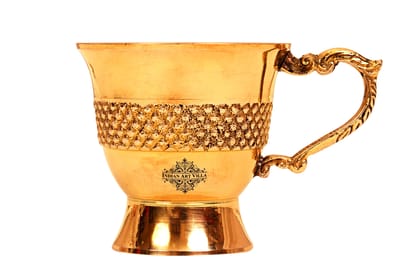 Designer Brass Tea Cup, Serving Tea Tableware, Gift Item Hotel Restaurant, Volume 100 ML-1