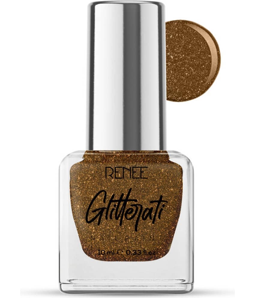 RENEE Glitterati Nail Paint - Gold Rush , Quick Drying, Glittery Finish, Long Lasting, 10ml