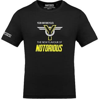 Fastbend Mens Black Printed Cotton Blend Round Neck T-Shirt