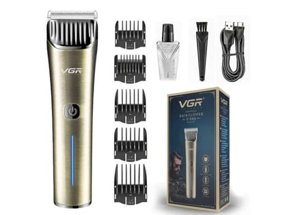 VGR V-669 Professional Hair Clipper Trimmer 200 min Runtime 6 Length Settings (Gold)