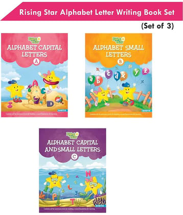 Rising Star Alphabet Capital & Small Letter Writing Practice Books Set for Kids| Set of 3| Ages 3-6 Years