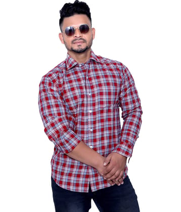 Aish N Ridh Cotton Regular Fit Checks Men's Casual Shirt - Red ( Pack of 1 )