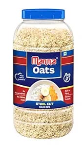 Manna White Oats - High In Fibre & Protein, Helps Maintain Cholesterol, Diabetic-Friendly, 1 kg Jar