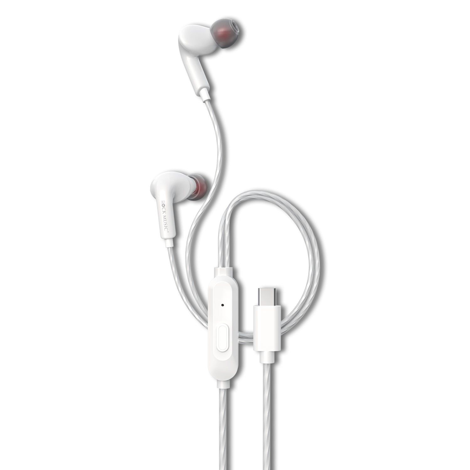 Rock Music RM-055 Type-C Wired Earphone-White