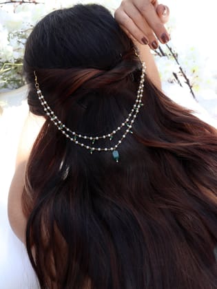 Tilka  Pearl Green Hair Accessory-Green