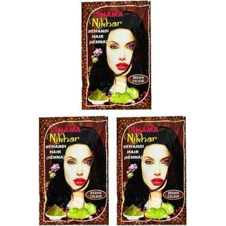 Shama Nikhar Henna Mehandi Brown Hair Colour - 45g (Pack Of 3)