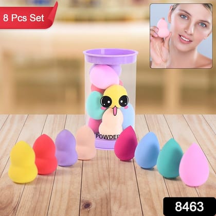 Makeup Beauty Powder Puff (8 Pcs Set / With Case / Mix Color)