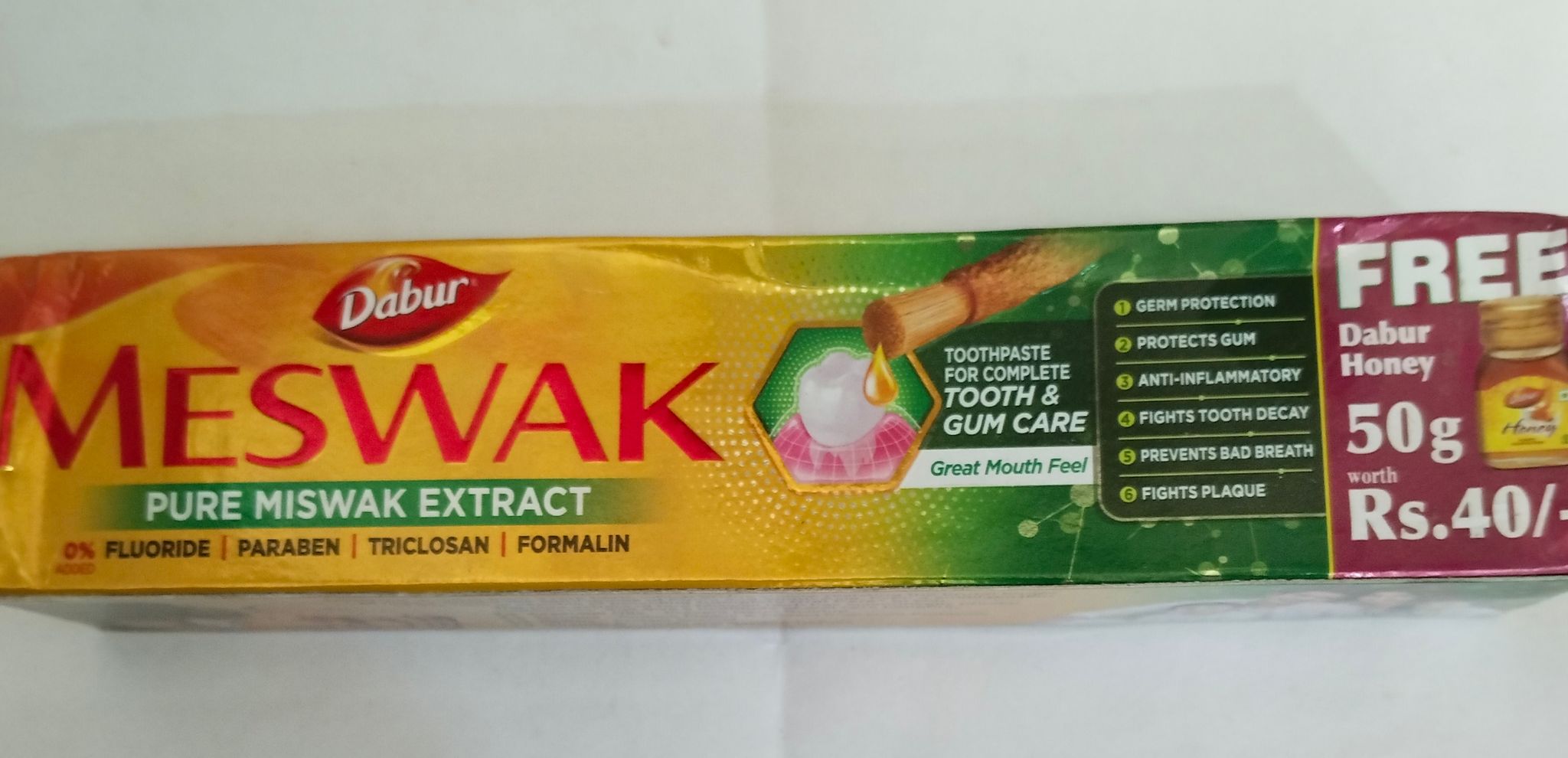 Dabur Meswak Pure miswak extract protects gum toothpaste 