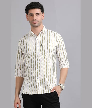 Cool Colors 100% Cotton Slim Fit Printed Full Sleeves Men's Casual Shirt - Cream ( Pack of 1 )