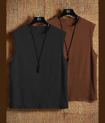 VIOUR Men Cotton Blend Relaxed Fit Solid T-Shirt ( Black )