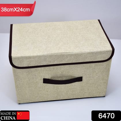 Foldable Storage Box with Lid and Handles, Cotton and Linen Storage Bins and Baskets Organizer for Nursery, Closet, Bedroom, Home