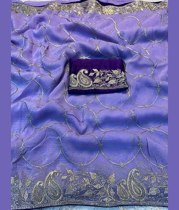 Rangtulika Ethnics Silk Blend Solid Regular Saree With Unstitched Blouse Piece ( Lavender )