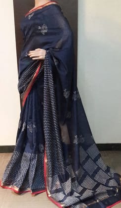 Groovy Black designer Printed silk Saree - J-129