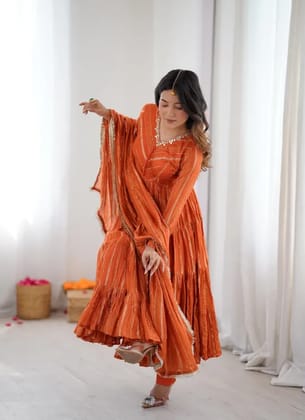 Ethnic Wear Ruffle Gown dupata Outfits Ethnic Wear Ruffle Gown dupata Outfits