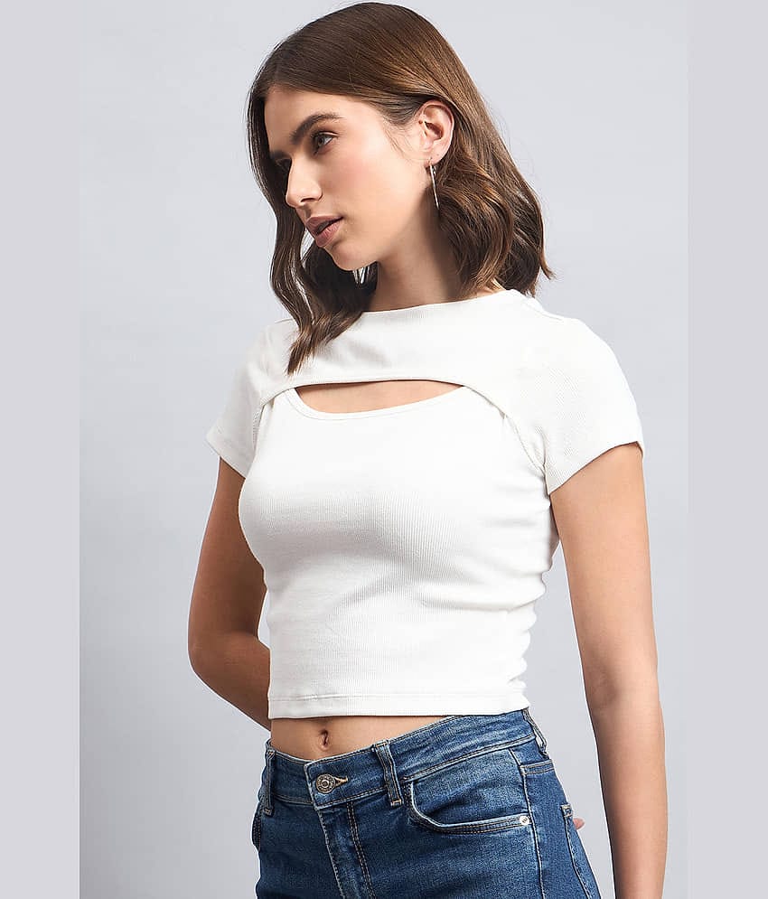 98 Degree North Women's Cotton Crop Top ( Off White )