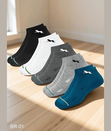 PLIMA Pack of 5 Men's Cotton Ankle Length Socks ( Black )