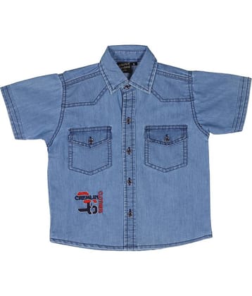 Cremlin Clothing Pack of 1 Boys 100% Cotton Half Sleeves Shirt ( Denim Blue )