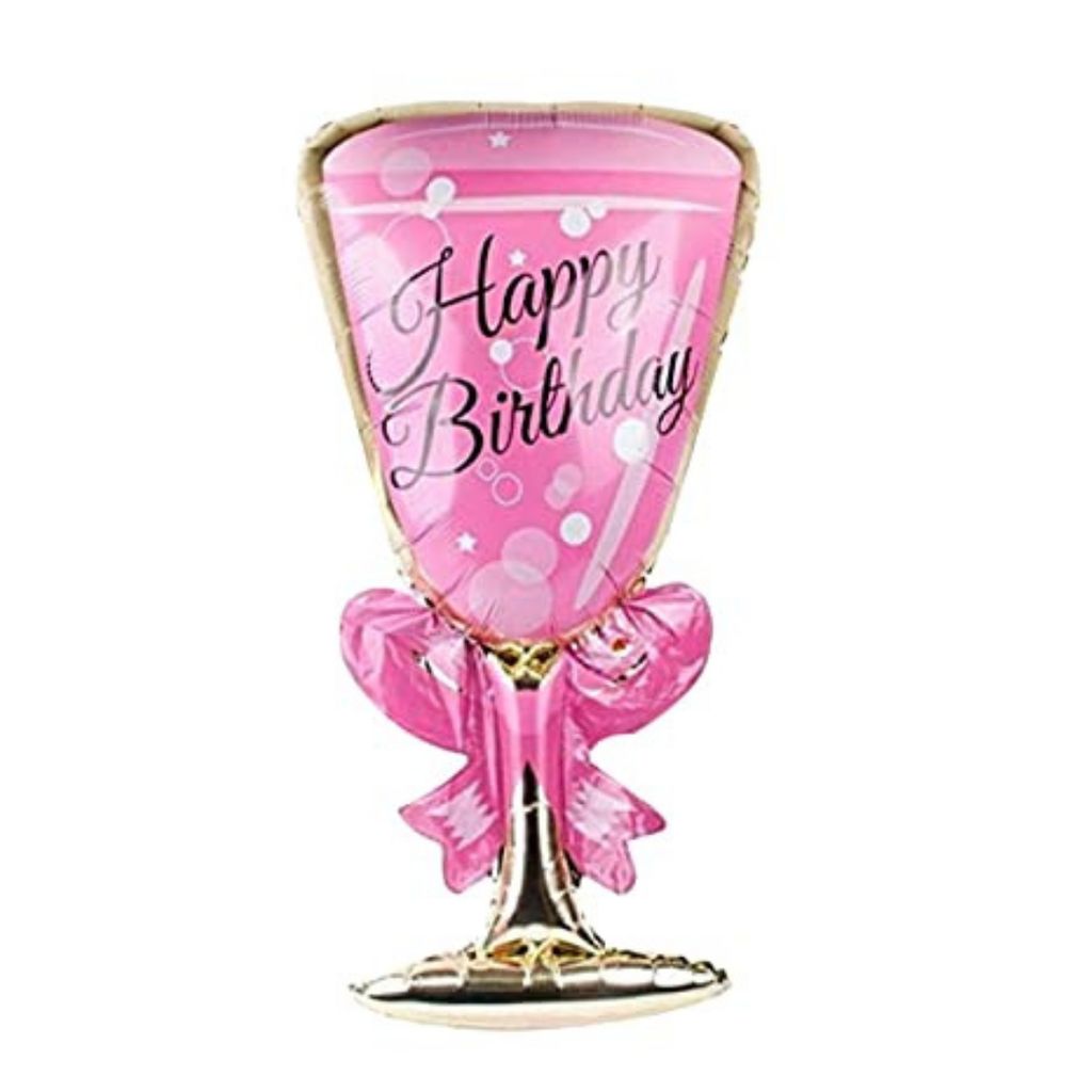 Happy Birthday Pink Glass Balloon - 38 inches - 1PC - Party and Festive Needs | Buy online on ZillyBuy