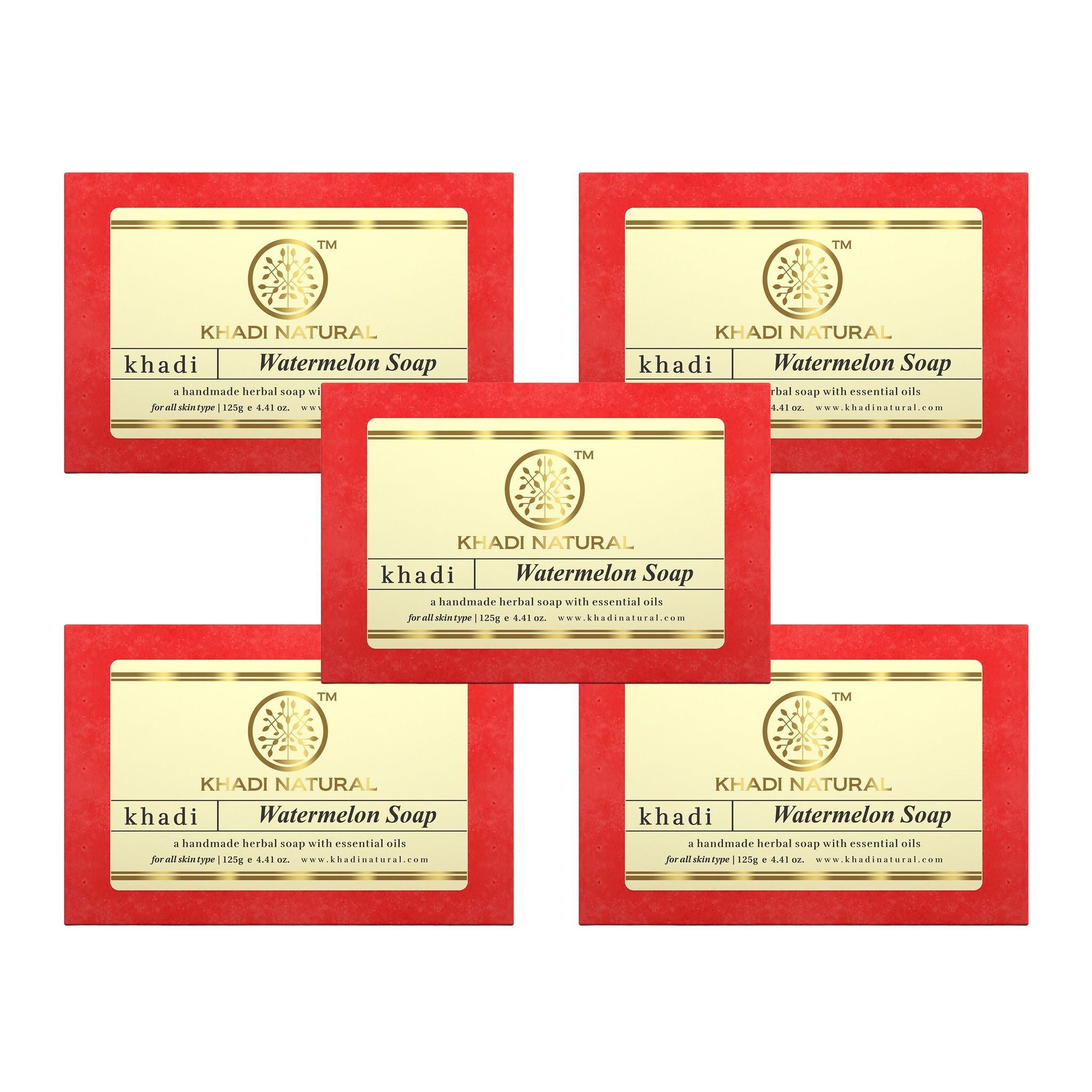 Khadi Natural Herbal Watermelon Soap Combo Pack Of 5 – 125gm Each