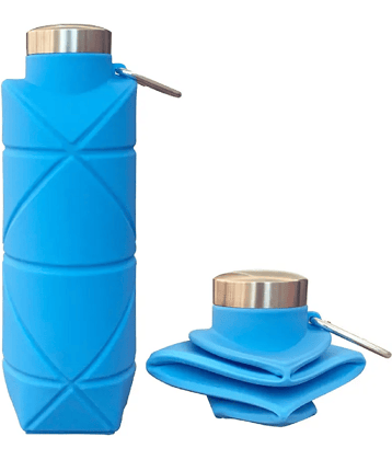 Shopeleven Portable Folding Drinking Water bottle Blue Silicone Water Bottle 700 mL ( Set of 1 )