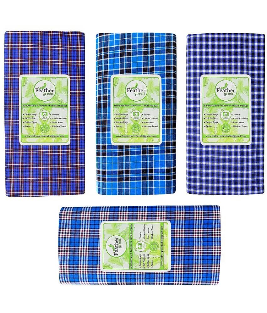 Feather Green Multi Lungi PAck of 4