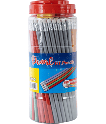 Artiggle Pearl RT Rubber Tiped Pencil Jar, Comfortable & Soft In Hands | Dark & Neat Handwriting |5 Complementary Sharpener,pack of 100 Pencil