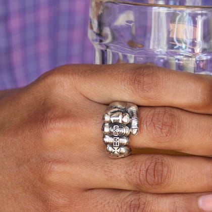 Ghost Rider Skull Fist Ring in 925 Sterling Silver-12