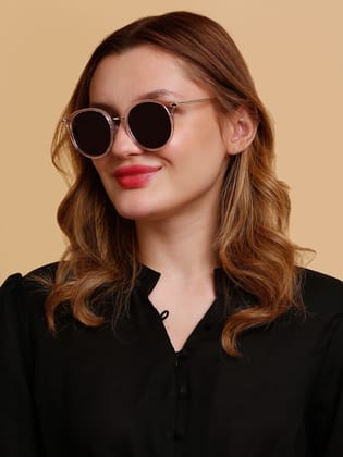 SUNNIES Large Full Frame Metal.Plastic Round Solid Polarized Women Sunglasses-SNS-11710-C046