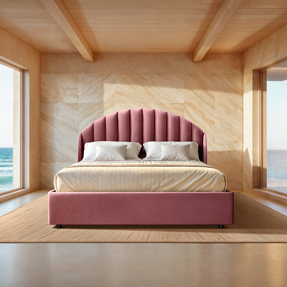 Wave Plus Adjustable Bed with Celeste Upholstered Bed and SuperGrid 8" - Pink-Queen