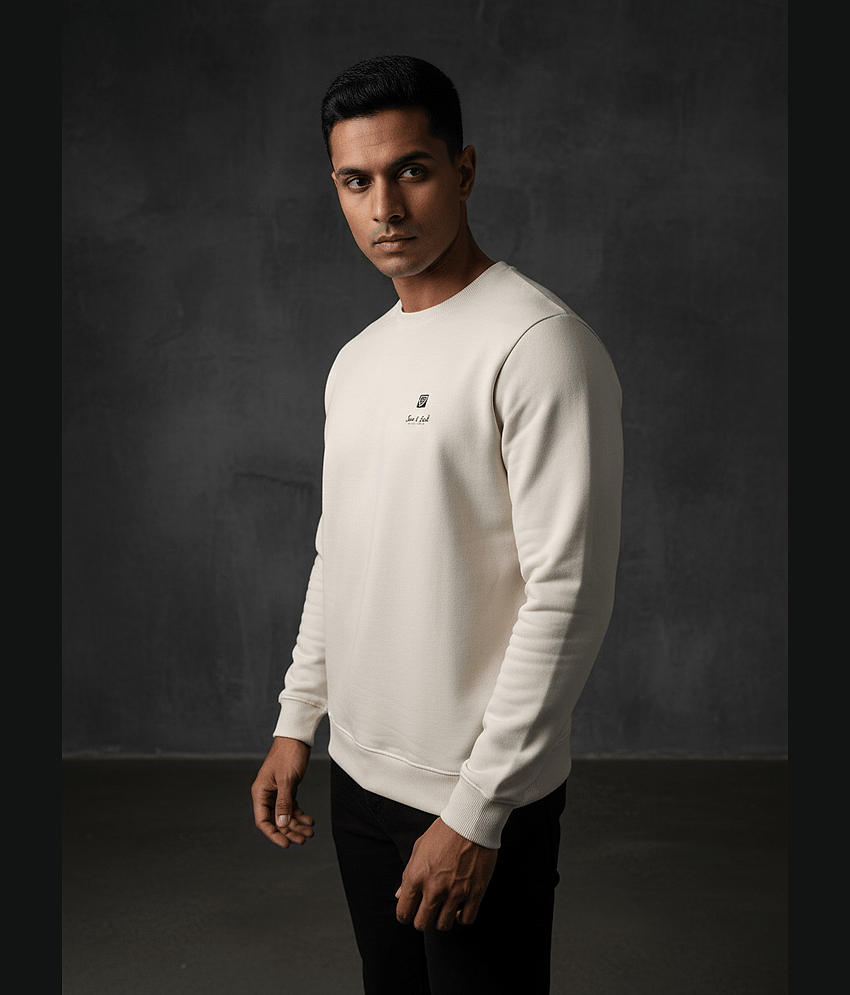 SAM & JACK Woollen Round Neck Men's Sweatshirt - Cream ( Pack of 1 )
